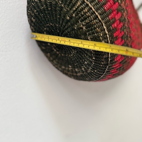 Vintage Handwoven Straw and Leather Pink and Brown Tote Bag - Picture 7 of 10